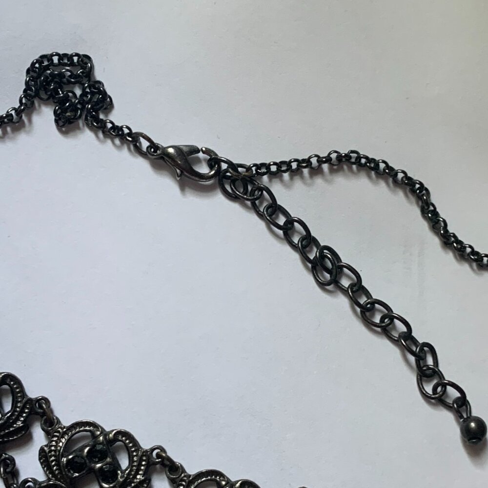 Statement Victorian Gothic Black Acrylic, Glass Bead Choker Necklace - Picture 7 of 7